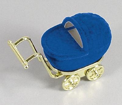 Sametová krabička na šperky - modrý kočárek