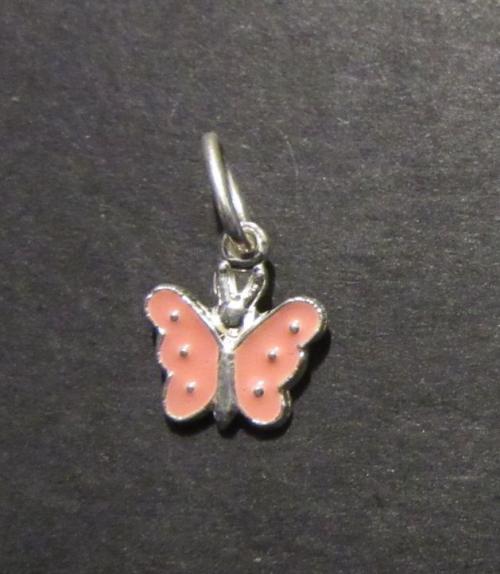 Malý růžový motýl - stříbrný přívěsek