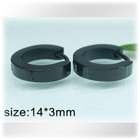 Černé ocelové náušnice - Hmotnost: 3.2g, 14*3mm,