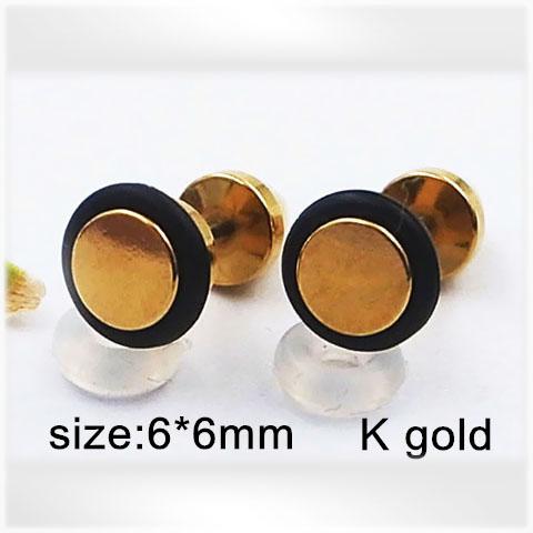 Ocelové náušnice - Hmotnost: 2.8 g, 6*6mm, Zlatá PVD vrstva
