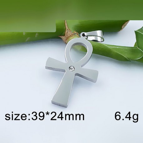 Anch - nilský kříž s bílým středem - ocelový přívěsek