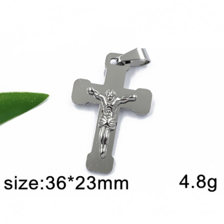 Kříž s Ježíšem Kristem - 36x23mm - ocelový přívěsek