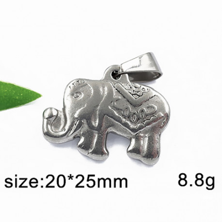 Slon - 20x25mm - ocelový přívěsek