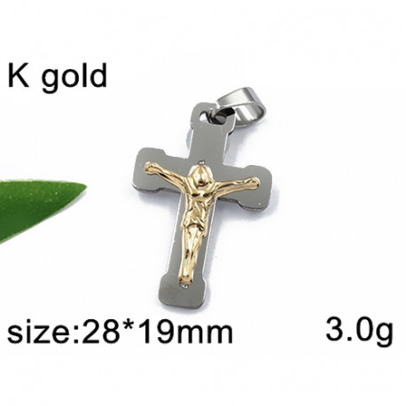 Kříž s Ježíšem Kristem ve zlaté barvě - ocelový přívěsek