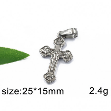 Malý křížek s Ježíšem Kristem - 25x15mm - ocelový přívěsek