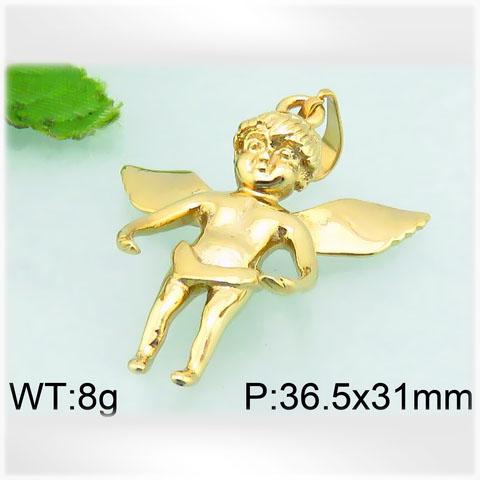 Trojrozměrný anděl ve zlaté barvě - ocelový přívěsek