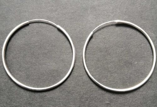 Kruhové náušnice - průměr 5 cm - stříbrné