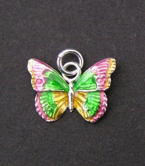 Barvený motýlek - stříbrný přívěsek