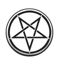 Černý pentagram na bílém pozadí - button