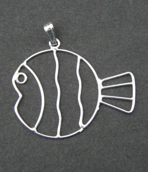 Drátěná ryba - stříbrný přívěsek