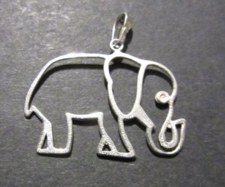 Silueta slona - varianta 2 - stříbrný přívěsek
