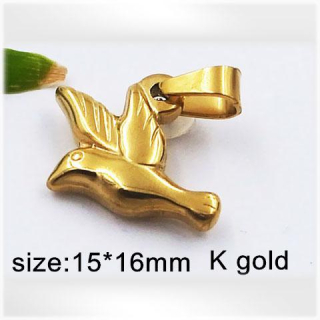 Kolibřík / ptáček - ocelový přívěsek ve zlaté barvě