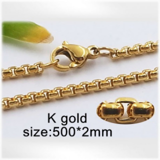 Ocelový náhrdelník ve zlaté barvě 500x2mm