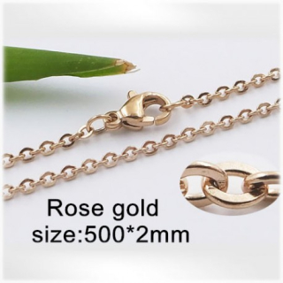 Ocelový náhrdelník - 500x2mm, barva rose gold