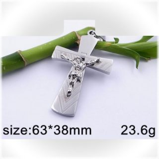 Velký kříž s Ježíšem Kristem - ocelový přívěsek - 63x38mm