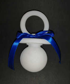 Sametová krabička na šperky - bílý dudlík s modrou mašlí