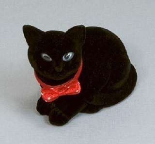 Sametová krabička na šperky - černá kočka