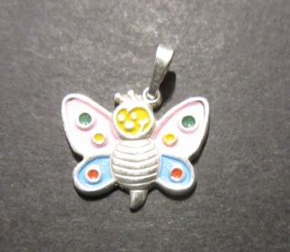 Barevný motýlek - stříbrný přívěsek