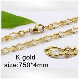 Ocelový náhrdelník - Hmotnost: 16.3 g, 750*4mm, Zlatá PVD vrstva