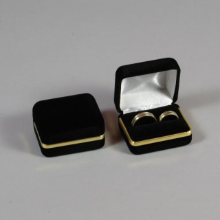 Sametová krabička na šperky - černý kvádr se zaoblenými rohy