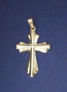 Jednoduchý zdobený kříž - přívěsek ze stříbra