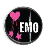 Emo (růžová na černém pozadí) - button