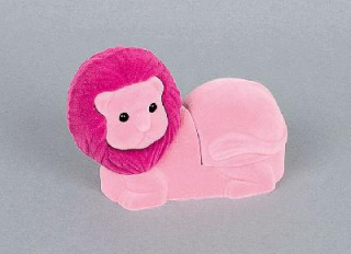 Sametová krabička na šperky - růžový lev