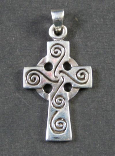 Keltský křížek se spirálami - stříbrný přívěsek / přívěsek ze stříbra