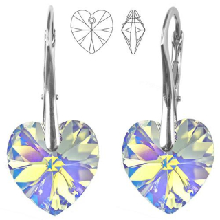 Náušnice - Swarovski Xilion Heart 14mm Crystal AB