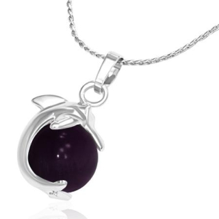 Tmavě fialová kulička - náhrdelník