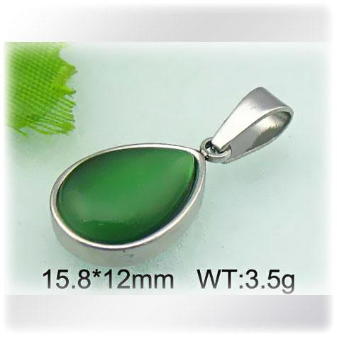 Kapka zelené barvy - ocelový přívěsek