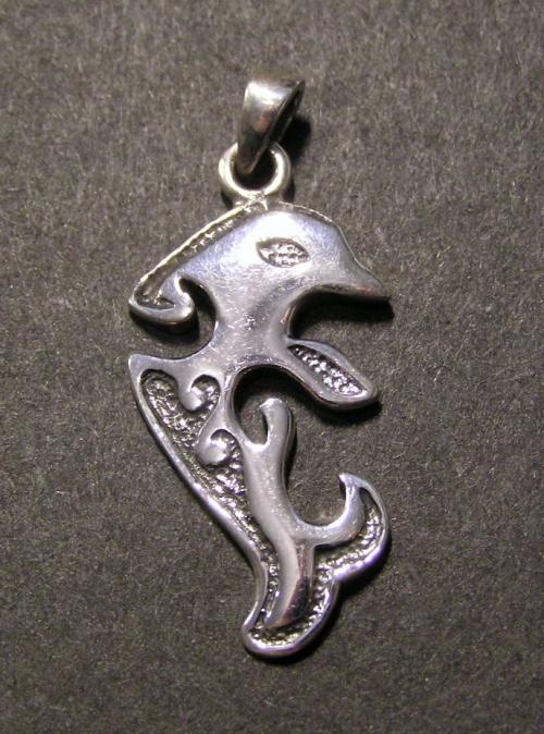 Kubistický delfín - stříbrný přívěsek