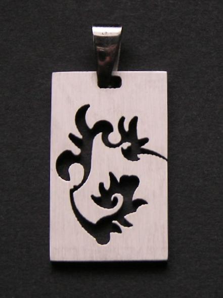 Ornament v obdélníku - ocelový přívěsek