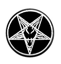 Pentagram (bílý na černém pozadí) - button