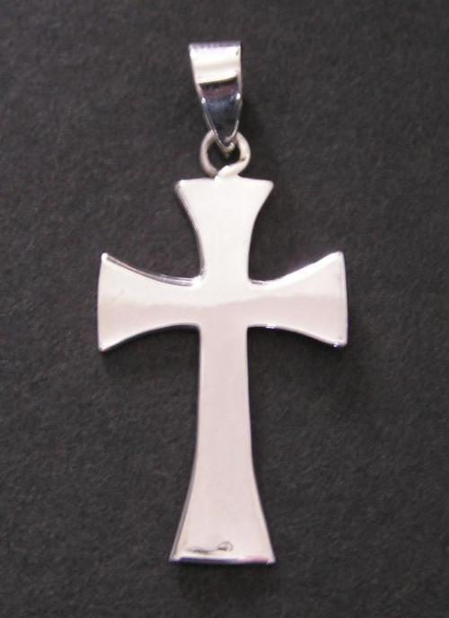 Plochý kříž - stříbrný přívěsek
