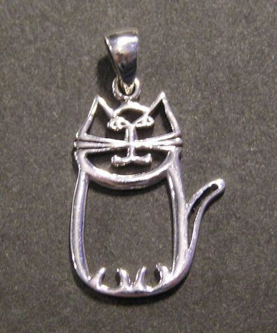 Stylizovaná kočka - stříbrný přívěsek