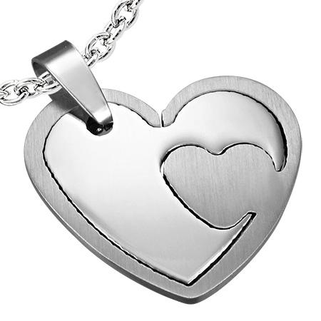 Srdce v srdci - ocelový přívěsek