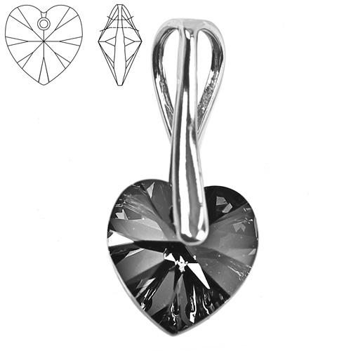 Přívěsek - Swarovski Xilion Heart 10mm Silver Night