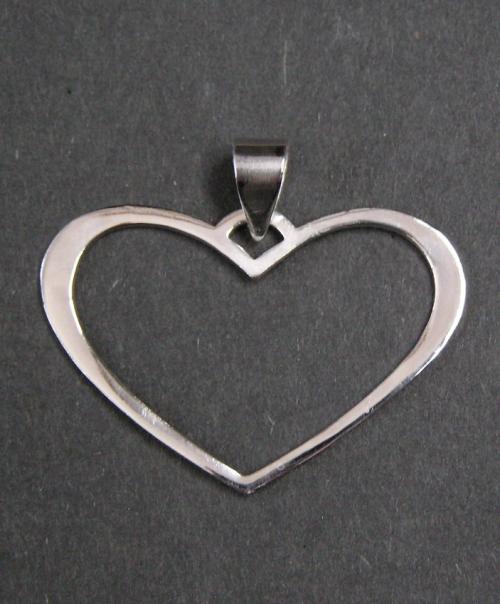 Velké obrysové srdce - stříbrný přívěsek / přívěsek ze stříbra