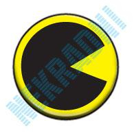 Černý PacMan na žlutém pozadí - button