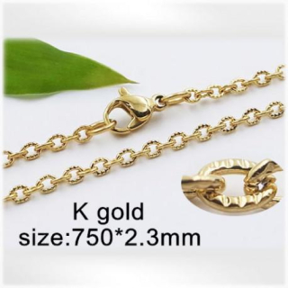 Ocelový náhrdelník - Hmotnost: 7.8 g, 750*2.3mm, Zlatá PVD vrstva